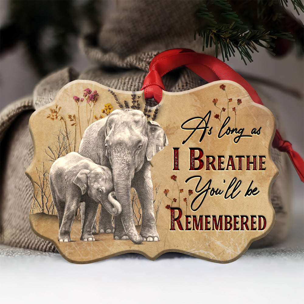 Elephant Family You Will Be Remembered - Memorial Ornament (Printed On Both Sides) 1122
