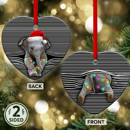Baby Elephant Christmas Lights - Elephant Ornament (Printed On Both Sides) 1122