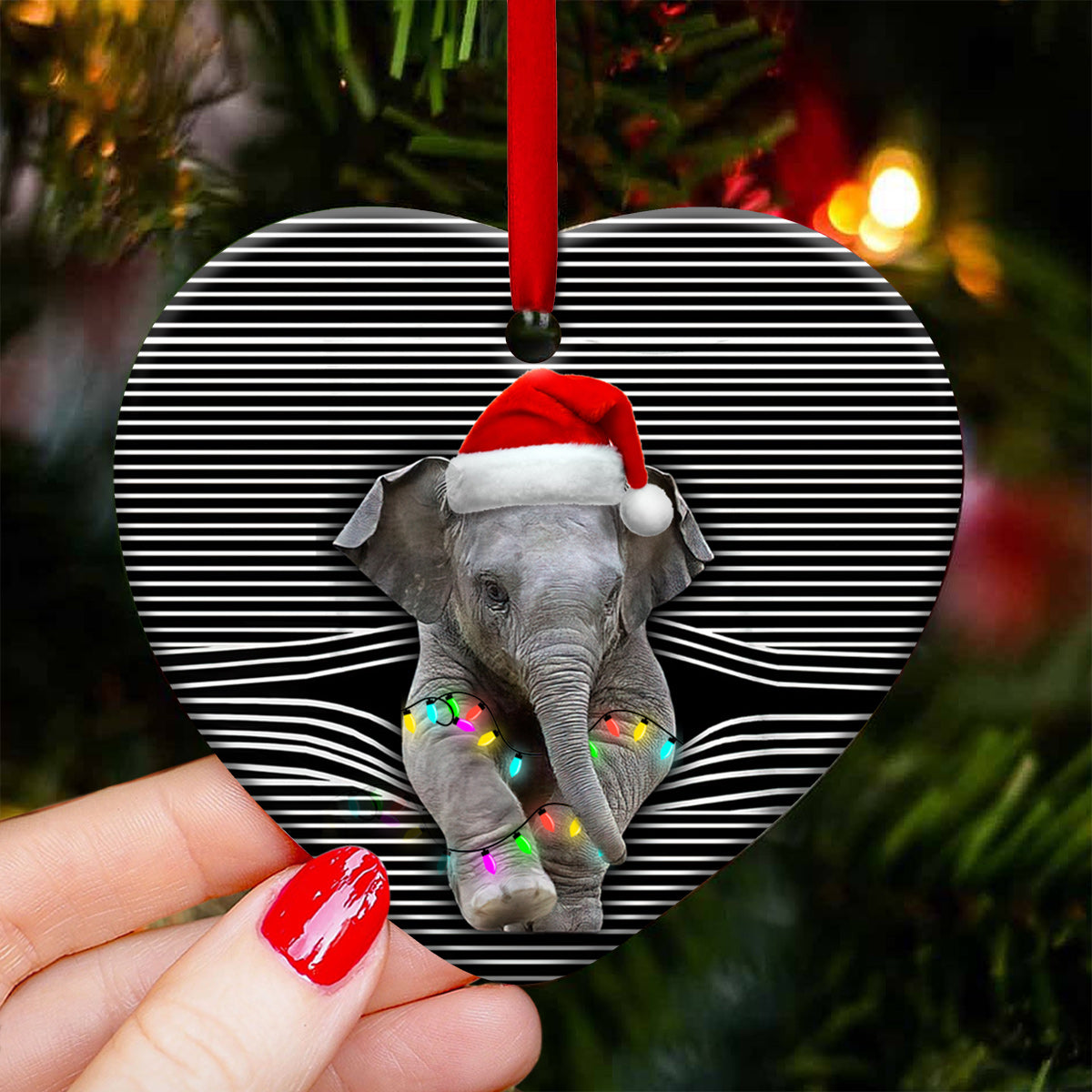 Baby Elephant Christmas Lights - Elephant Ornament (Printed On Both Sides) 1122