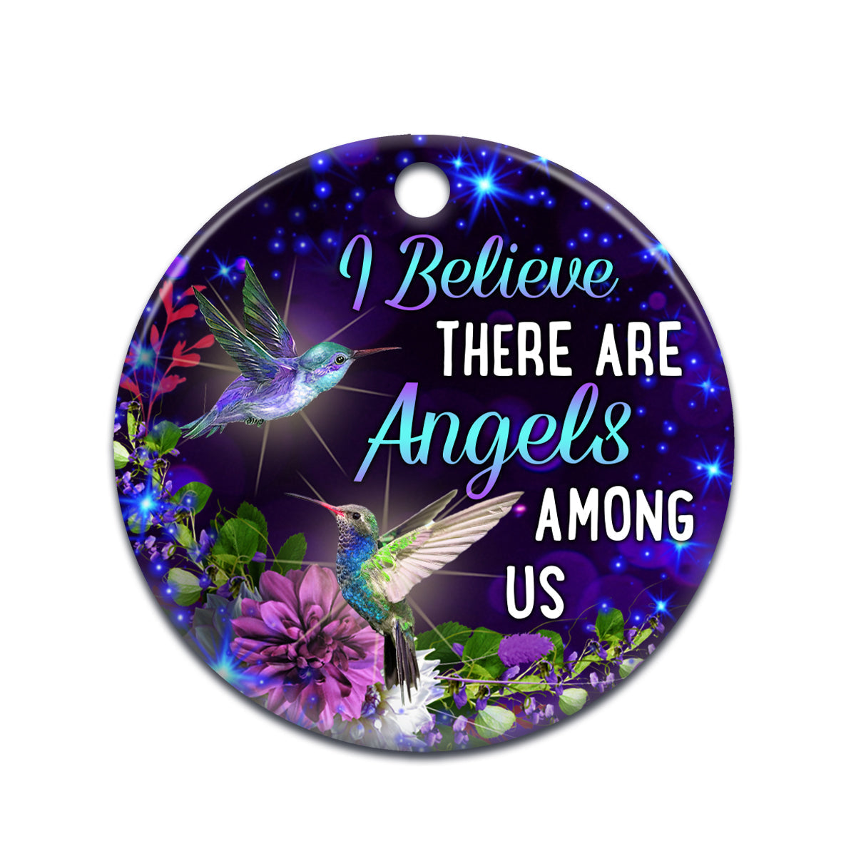 Hummingbird Memorial Angels Among Us Memorial - Round Aluminium Ornament (Printed On Both Sides) 1122