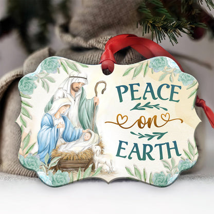 Jesus Peace On Earth Christian - Medallion Aluminium Ornament (Printed On Both Sides) 1122