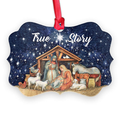 Jesus Nativity True Story Christian - Medallion Aluminium Ornament (Printed On Both Sides) 1122
