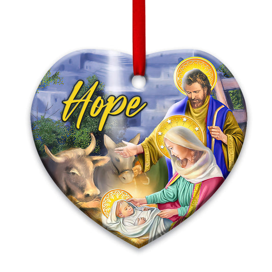 Faith Hope Love Christian - Heart Aluminium Ornament (Printed On Both Sides) 1122