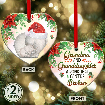 Elephant Grandma And Granddaughter A Bond That Can't Be Broken - Grandma Ornament (Printed On Both Sides) 1122