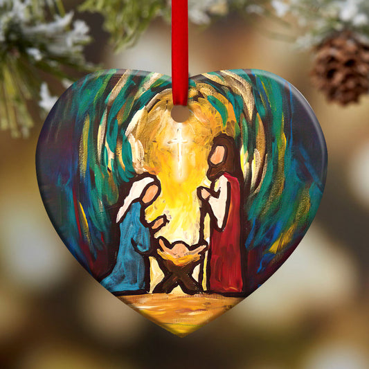 Glory To The New Born King Christian - Heart Aluminium Ornament (Printed On Both Sides) 1122