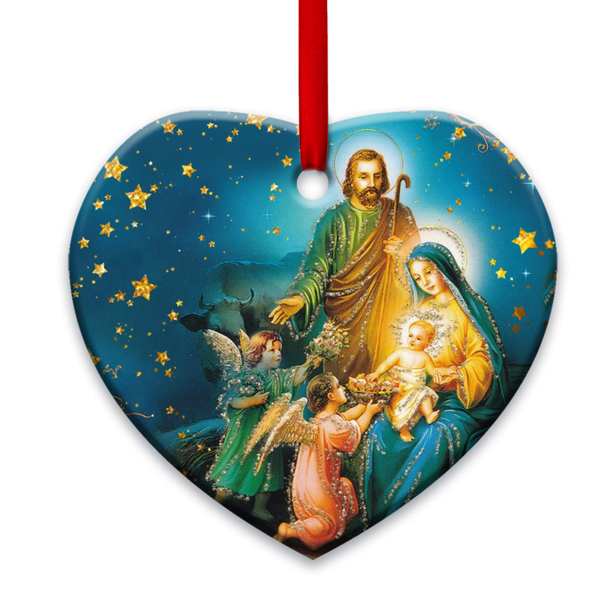 Nativity of Jesus Holy Night Christian - Heart Aluminium Ornament (Printed On Both Sides) 1122