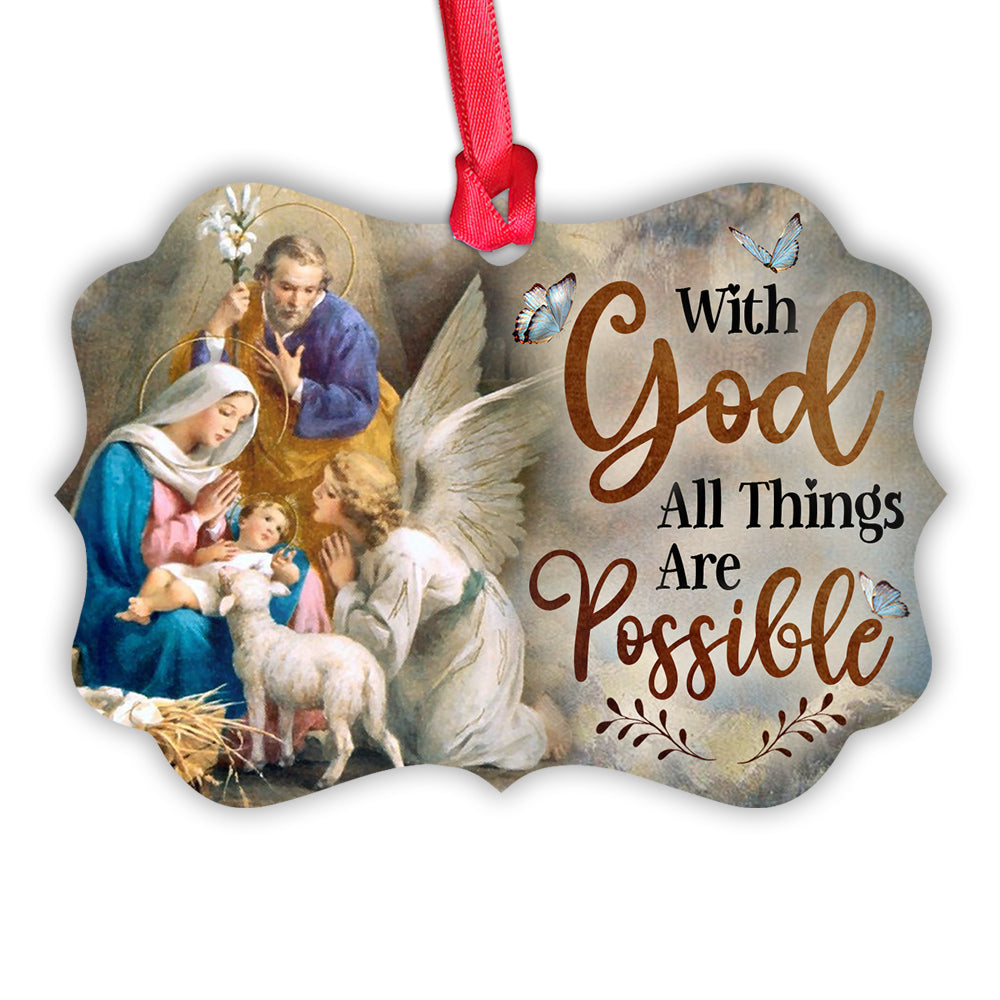 With God All Things Are Possible Christian - Medallion Aluminium Ornament (Printed On Both Sides) 1122