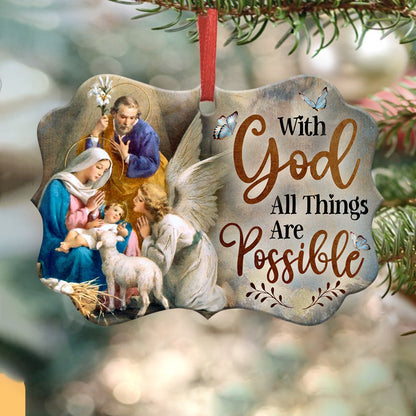 With God All Things Are Possible Christian - Medallion Aluminium Ornament (Printed On Both Sides) 1122