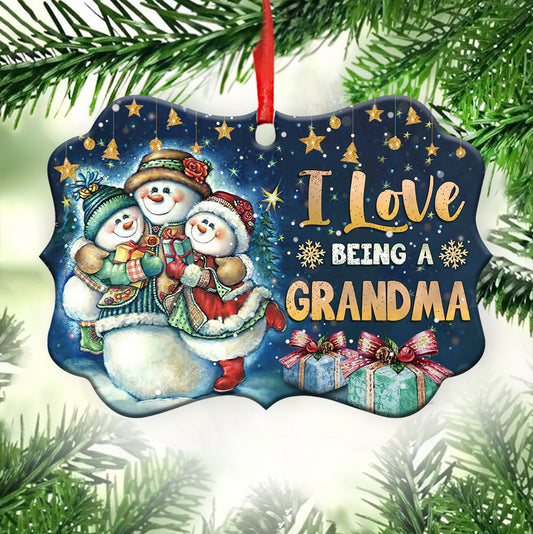 Grandma Snowman I Love Being A Grandma - Personalized Grandma Ornament (Printed On Both Sides) 1022
