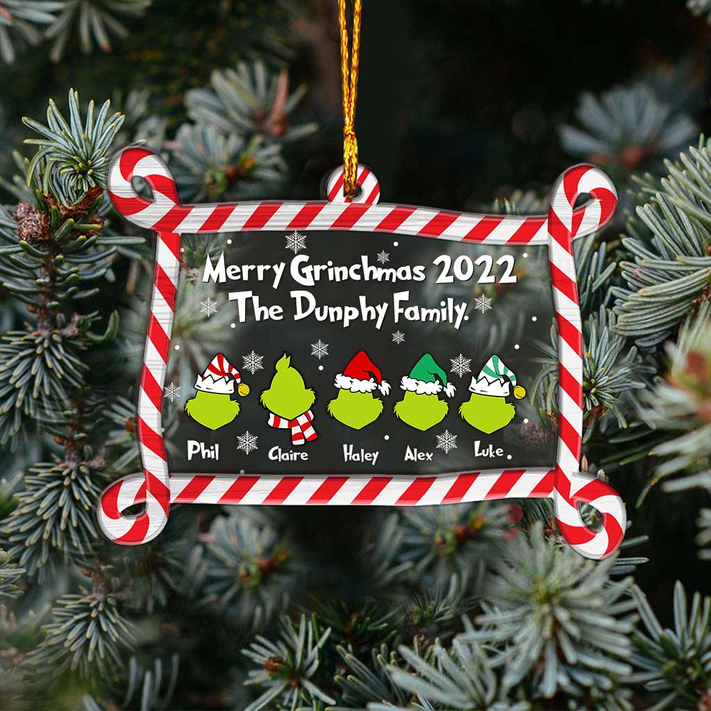 Merry Grinchmas 2022 - Personalized Christmas Family Layers Mix Ornament