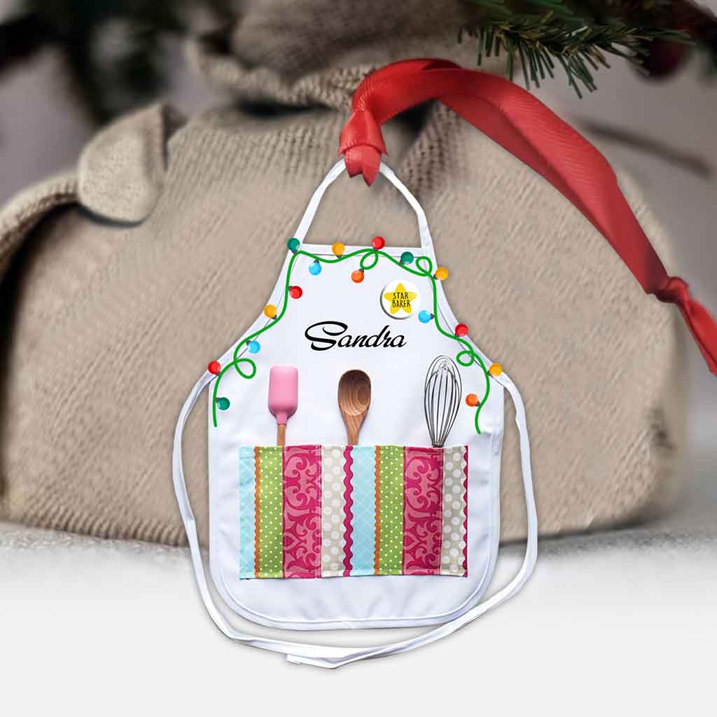 Baking Apron White - Personalized Christmas Ornament (Printed On Both Sides)