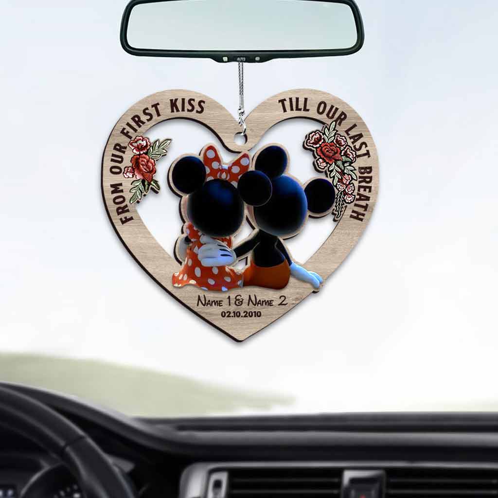 From Our First Kiss Till Our Last Breath - Personalized Mouse Car Ornament (Printed On Both Sides)