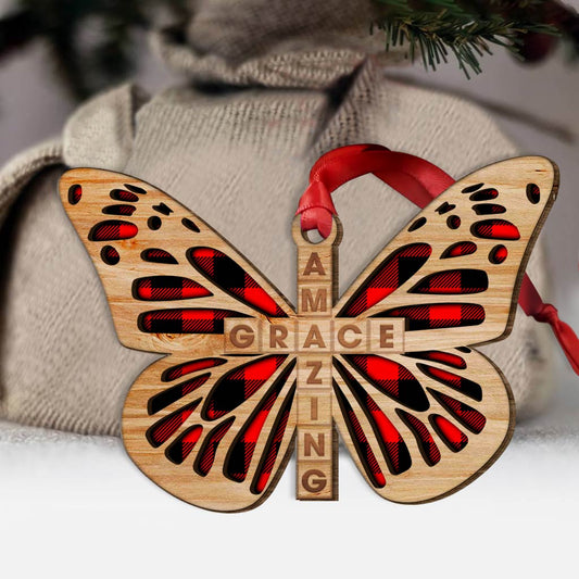 Blessed By The Amazing Grace - Christian Layered Wood Ornament