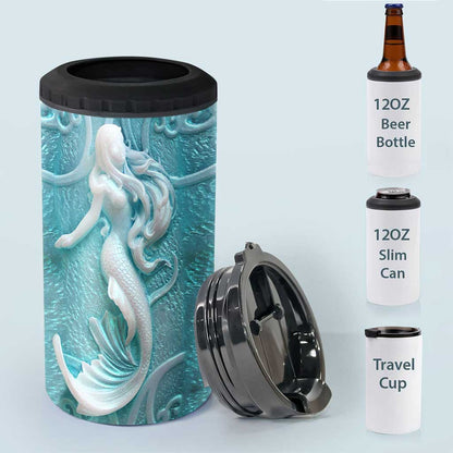 Ocean 3D Pattern Print - Mermaid Can Cooler
