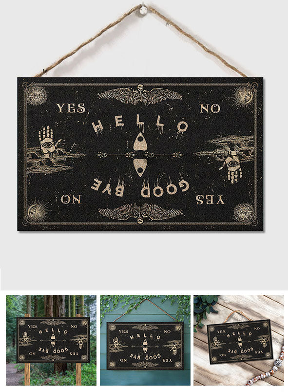 Hello Goodbye - Witch Rectangle Wood Sign