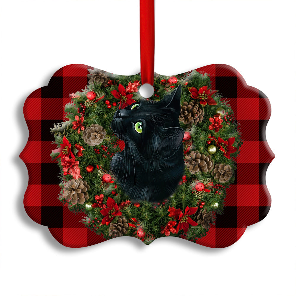 Christmas Black Cat Meowy Catmas - Cat Ornament (Printed On Both Sides) 1022