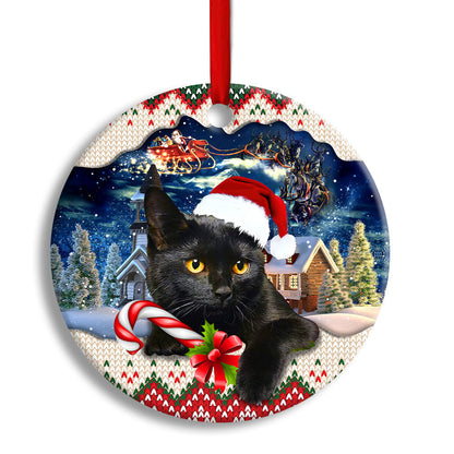 Black Cat Christmas Vibe - Cat Ornament (Printed On Both Sides) 1022