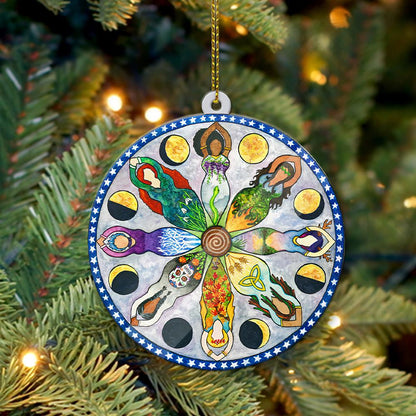 Goddess Wheel Mandala - Witch Ornament (Printed On Both Sides) 1022