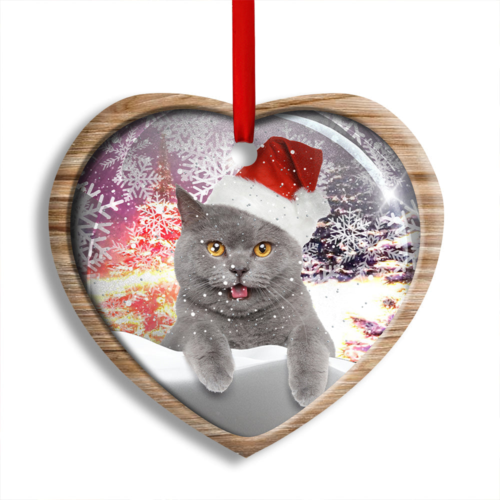 Christmas Cat Snowy Day - Cat Ornament (Printed On Both Sides) 1022
