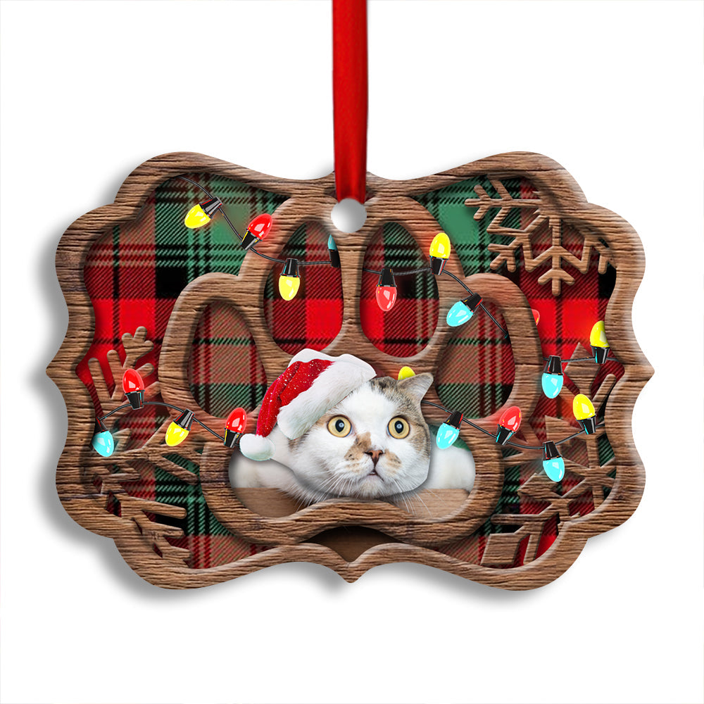 Cat Paw Meowy Christmas - Cat Ornament (Printed On Both Sides) 1022