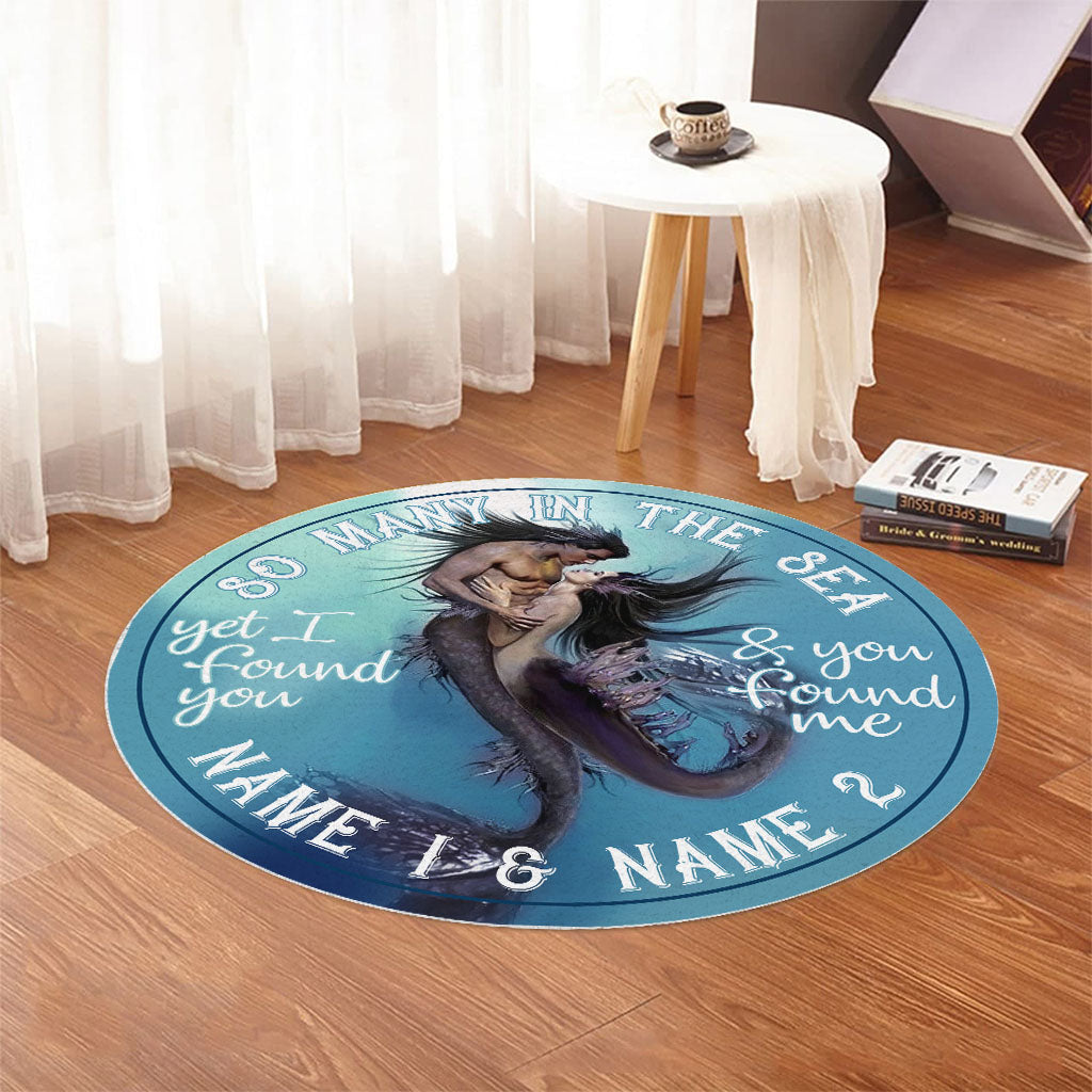 So Many In The Sea - Personalized Mermaid Round Rug