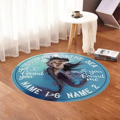 So Many In The Sea - Personalized Mermaid Round Rug