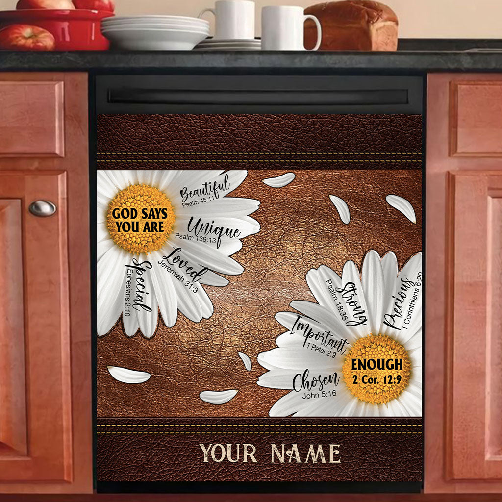 God Says You Are - Personalized Christian Dishwasher Cover