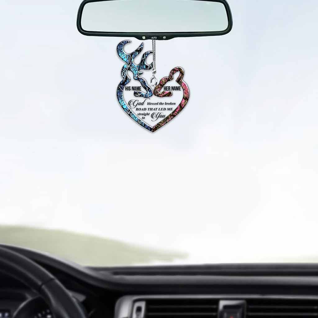 God Blessed The Broken Road - Personalized Hunting Transparent Car Ornament