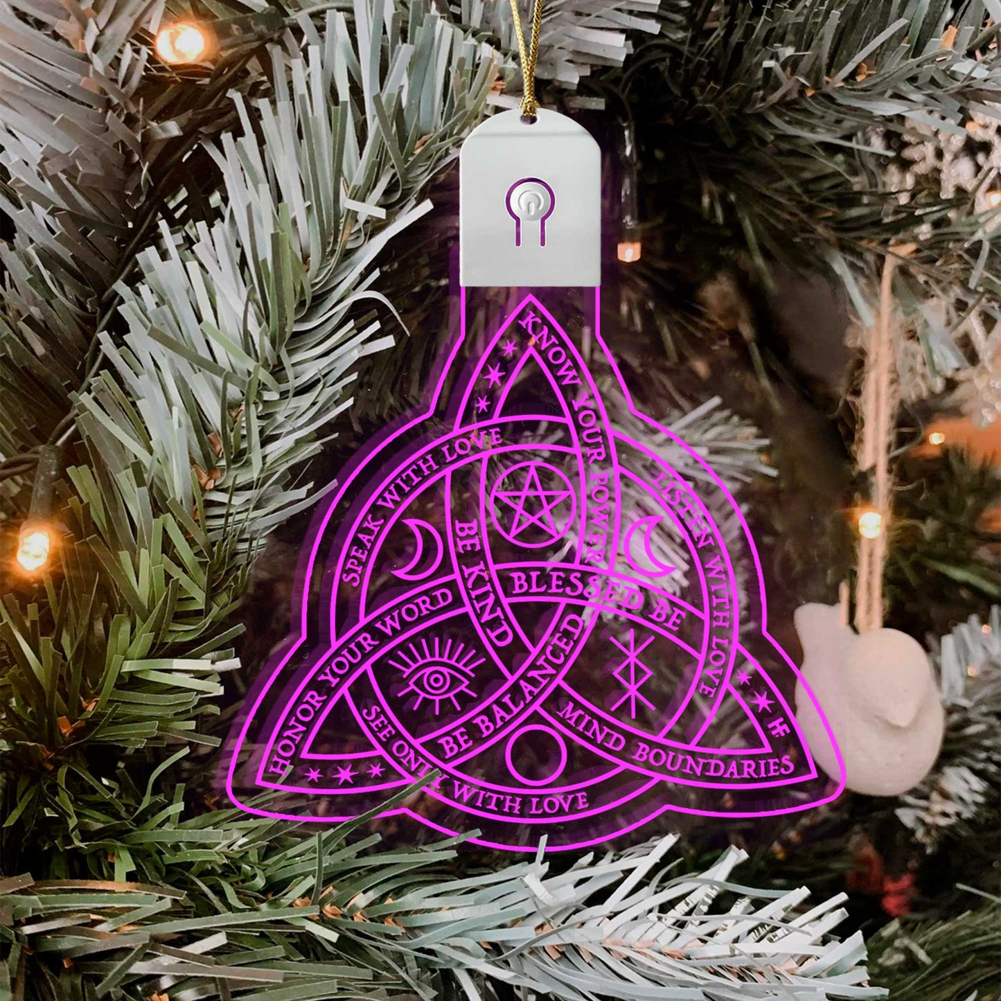 Wicca Triquetra - Christmas Witch Shaped Led Acrylic Ornament