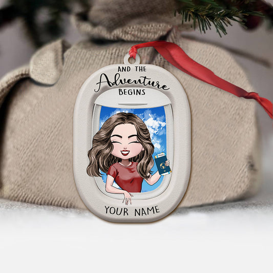 And The Adventure Begins - Personalized Christmas Travelling Ornament (Printed On Both Sides)