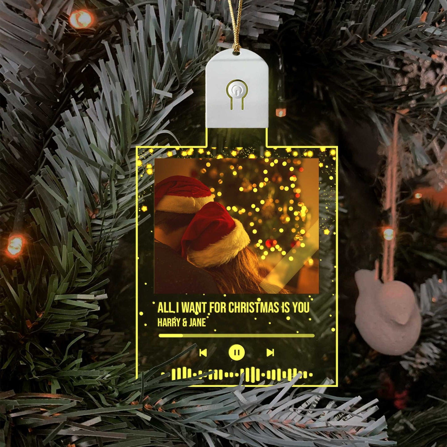 All I Want For Christmas Is You - Personalized Christmas Couple Shaped Led Acrylic Ornament