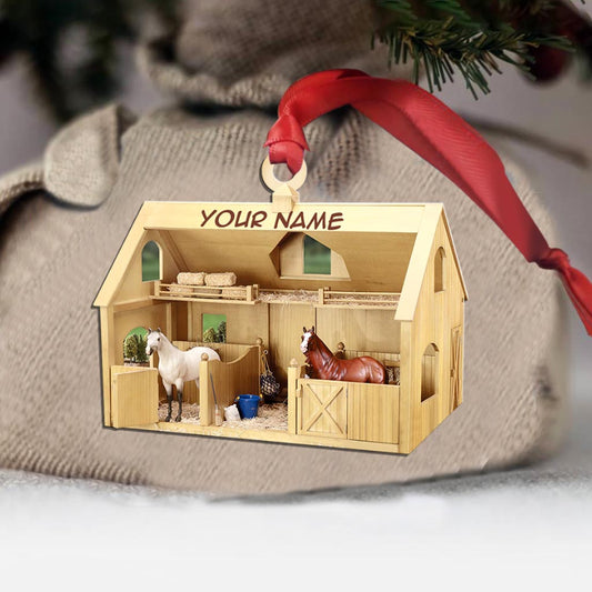 Horse Barn - Personalized Christmas Horse Ornament (Printed On Both Sides) With 3D Pattern Print