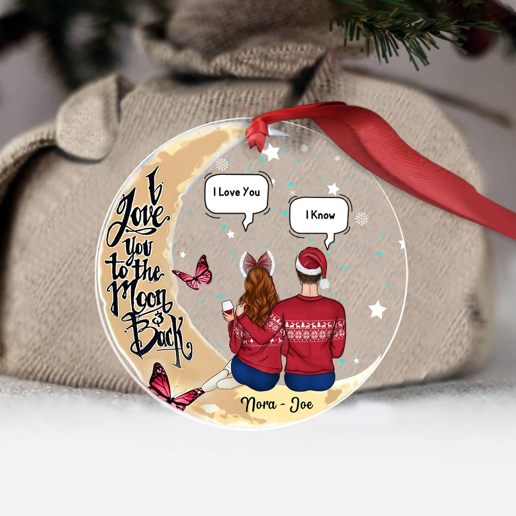 I Love You To The Moon - Personalized Couple Transparent Ornament
