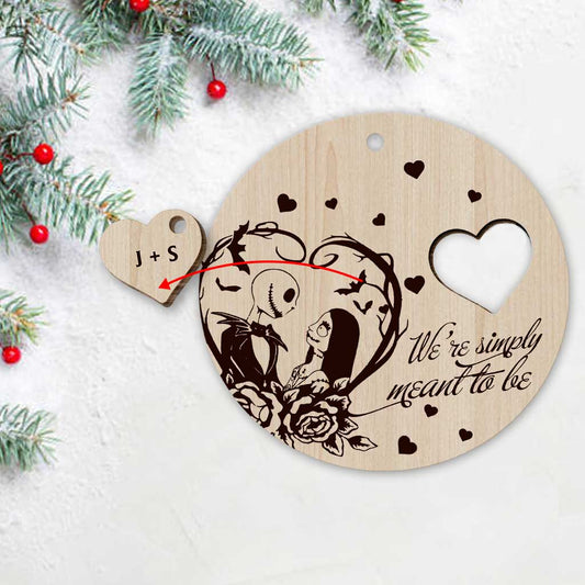 We're Simply Meant To Be - Personalized Christmas Nightmare Wooden Card Pop Out Ornament