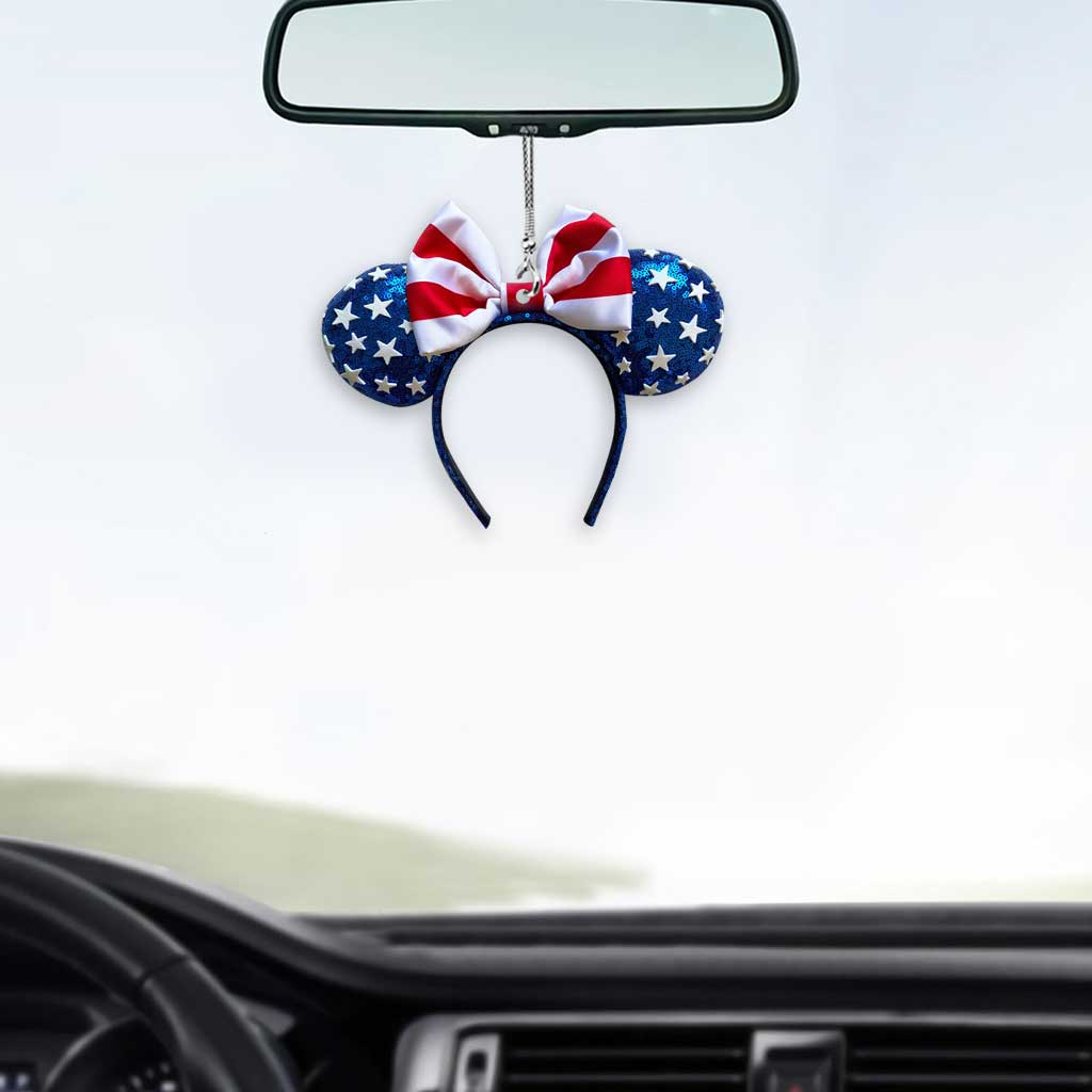 Happy 4th Of July - Independence Day Mouse Car Ornament With 3D Pattern Print (Printed On Both Sides)