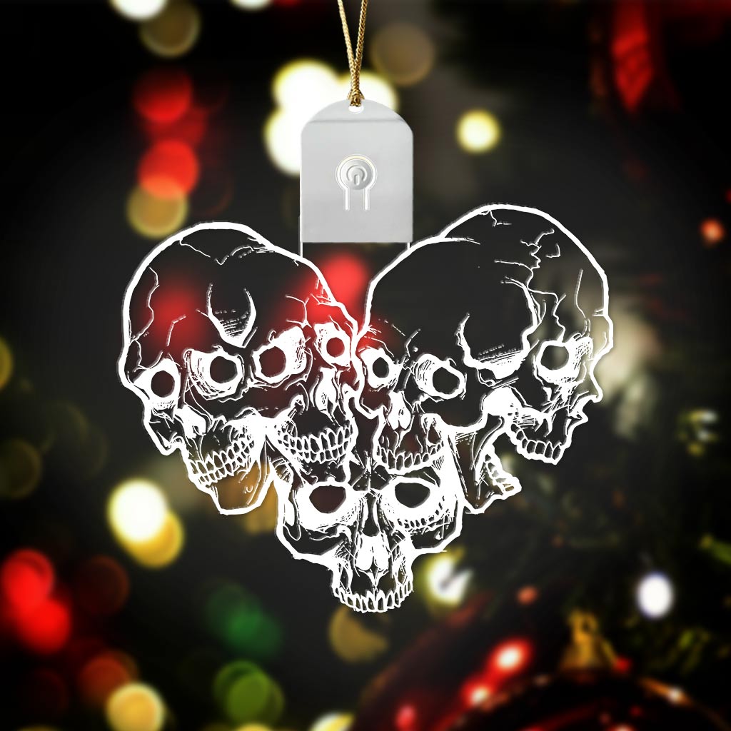 Skull Heart - Christmas Skull Shaped Led Acrylic Ornament