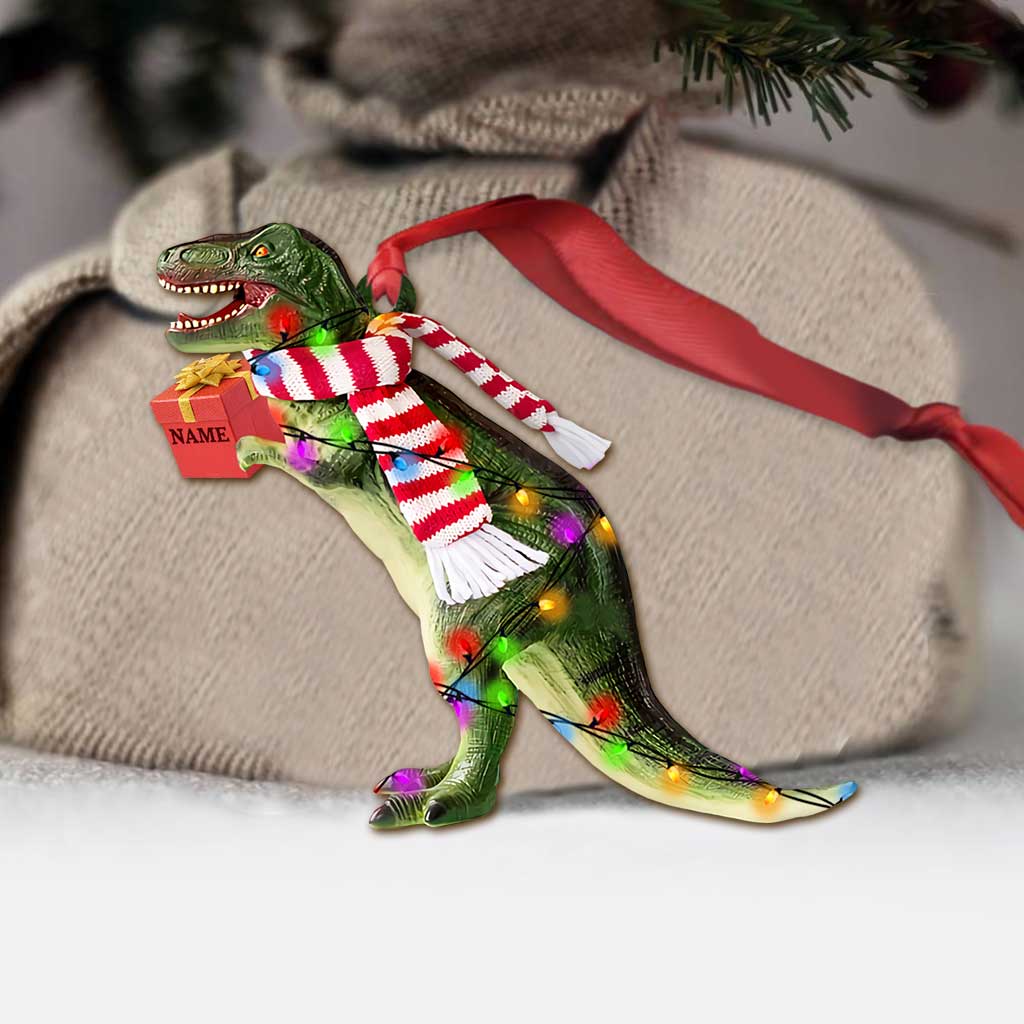 Dinosaur Gift - Personalized Christmas Ornament (Printed On Both Sides)