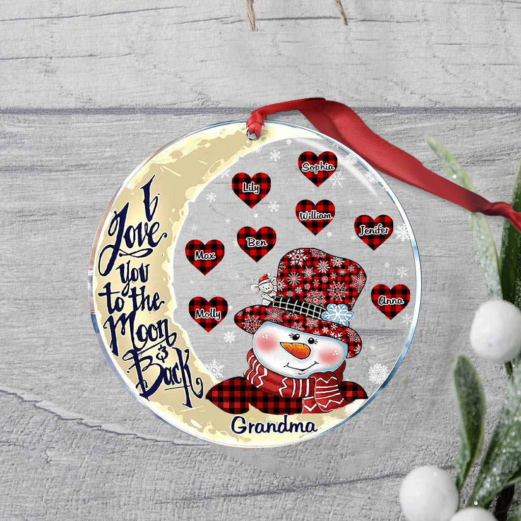 I Love You To The Moon - Personalized Christmas Grandma Transparent Ornament