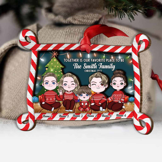Together Is Our Favorite Place To Be Christmas 2022 - Personalized Family Layered Wood Ornament