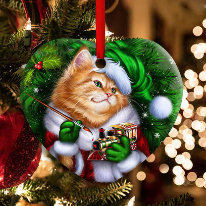 Christmas Cute Kitten - Cat Ornament (Printed On Both Sides) 1022