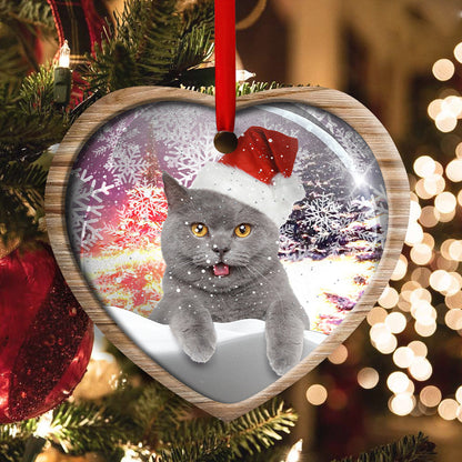 Christmas Cat Snowy Day - Cat Ornament (Printed On Both Sides) 1022