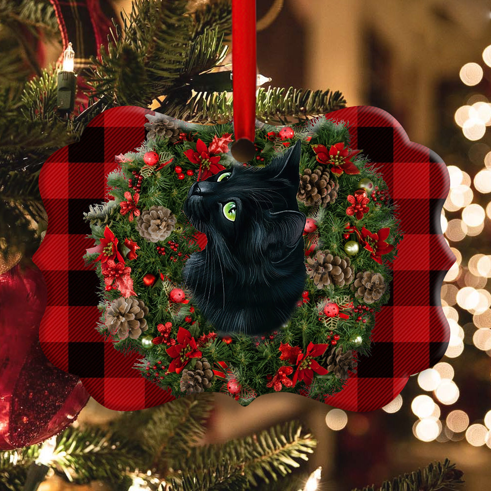 Christmas Black Cat Meowy Catmas - Cat Ornament (Printed On Both Sides) 1022