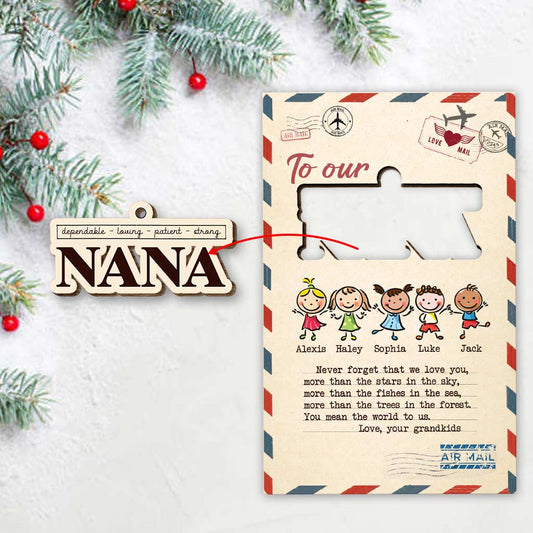 To Our Grandma - Personalized Christmas Grandma Wooden Card Pop Out Ornament