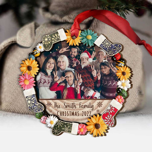 Family Snowflakes Flowers - Personalized Christmas Family Layered Wood Ornament