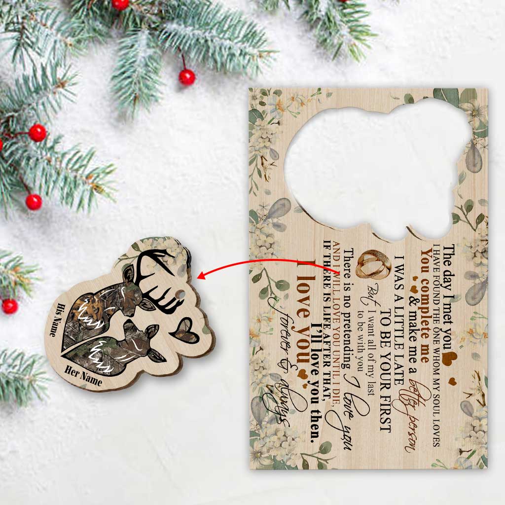 To My Wife - Personalized Christmas Hunting Wooden Card Pop Out Ornament