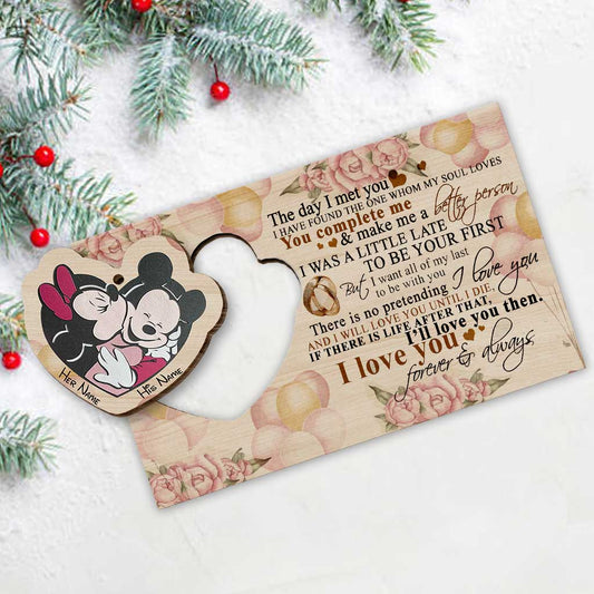 To My Husband - Personalized Christmas Mouse Wooden Card Pop Out Ornament