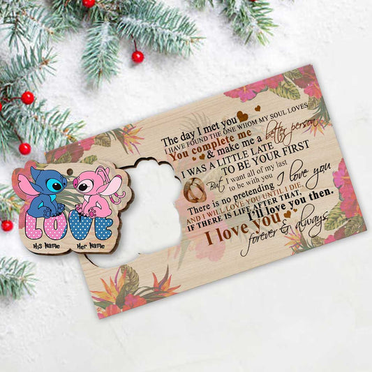 To My Husband - Personalized Christmas Ohana Wooden Card Pop Out Ornament