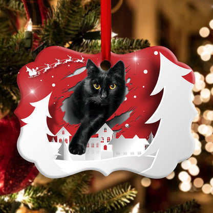 Black Cat Christmas Night - Cat Ornament (Printed On Both Sides) 1022