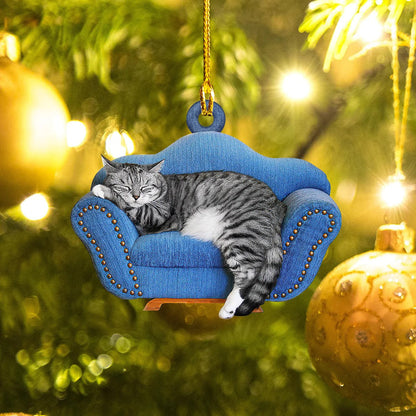 Cat Sleeping On Sofa - Cat Ornament (Printed On Both Sides) 1022