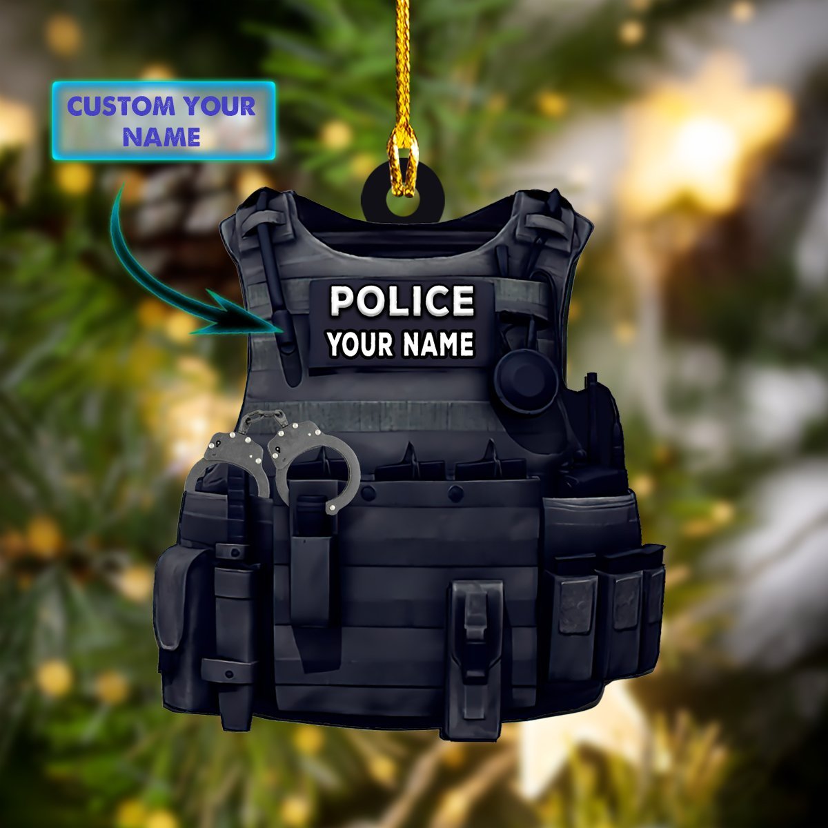 Police Vest - Personalized Police Officer Ornament (Printed On Both Sides) 1022